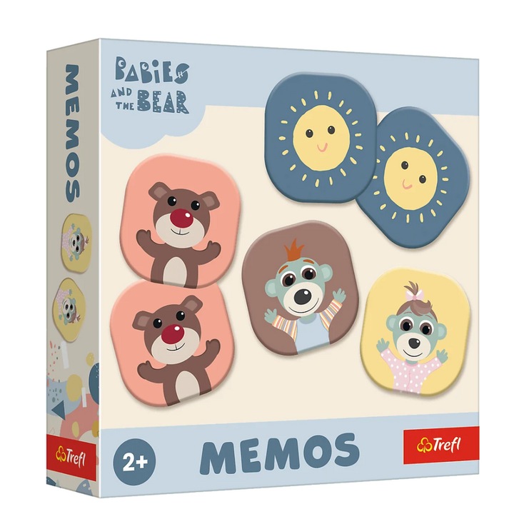 Игра с памет Memos Bobaski si Mis, Trefl, 36 жетона, цветна, за деца над 2 години