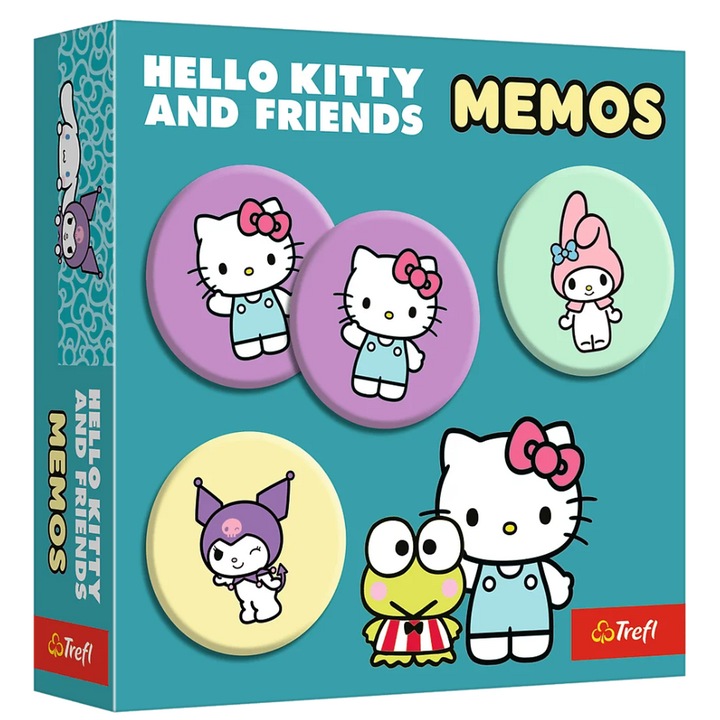 Игра с памет Memos Hello Kitty, Trefl, 36 жетона, за деца над 3 години, многоцветна