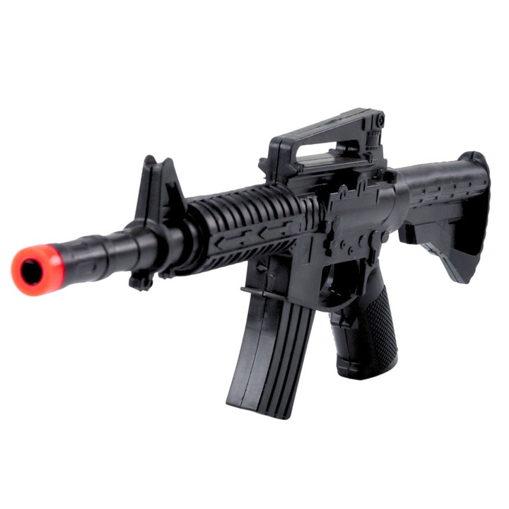 Carabina de jucarie, LEAN Toys, mecanic, sunet de tragere, negru, 31,5x11x2,5cm