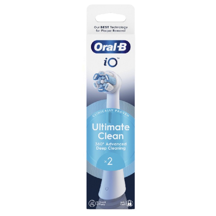 Capete periuta Oral-B iO Ultimate Clean White, set 2 bucati, curatare avansata, design optimizat