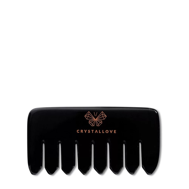 Perie de masaj pentru scalp din obsidian negru, CRYSTALLOVE, efecte de stimulare a circulatiei, relaxare