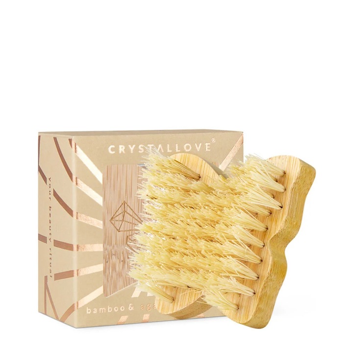 Testmasszázs kefe, CRYSTALLOVE, természetes rostok, kis méret