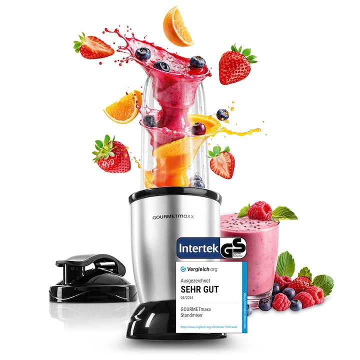 Blender Russell Hobbs - Mixer Vertical Si Aparat De Smoothie La Pachet [Motor De 23.500 Rpm] Incl. 2 Recipiente De Blender De 600 Ml (Fara Bpa, Lavabil In Masina De Spalat Vase Si Rezistent La Spargere, Incl. Capac) Tocator, Otel Inoxidabil, 23470-56