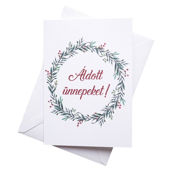 Felicitare de Craciun, Cozy Home tip 4, handmade, limba maghiara, A6, 250g