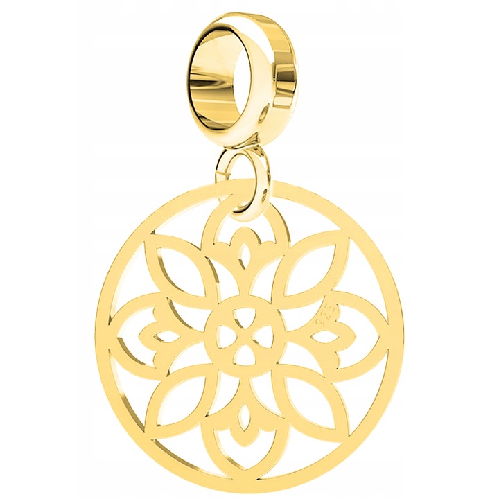 Pandantiv Larezo, floare, argint 925, aur 585, 25x15mm, cu certificat de calitate