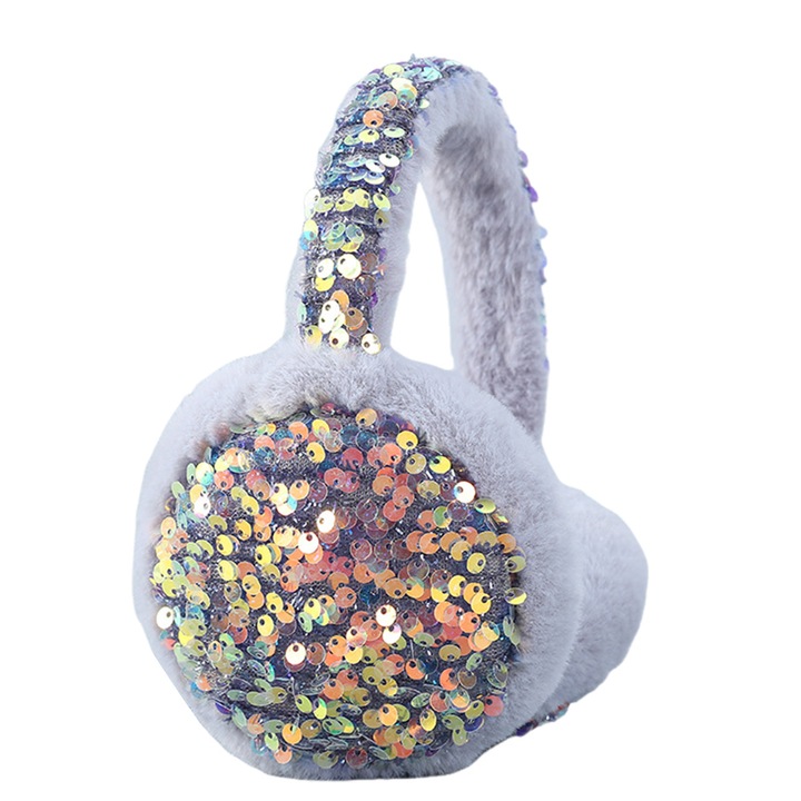 Caciuli dama, Earmuffs, design cu paiete, rezistente la vant, pliabile, multicolor, dimensiune universala