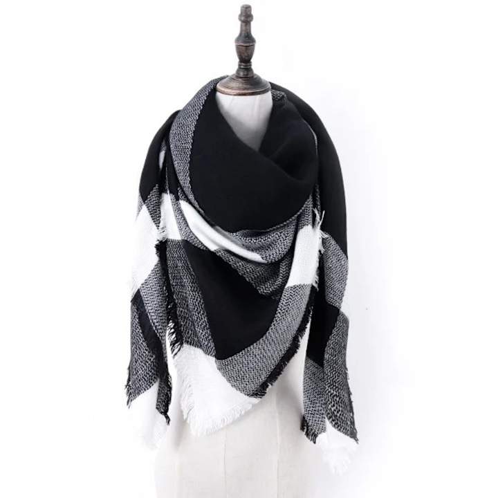 Esarfa dama, mare, cu carouri, lana, 140x140cm, multicolor