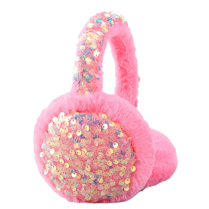 Caciuli dama, Earmuffs, design cu paiete, rezistente la vant, pliabile, multicolor, dimensiune unica