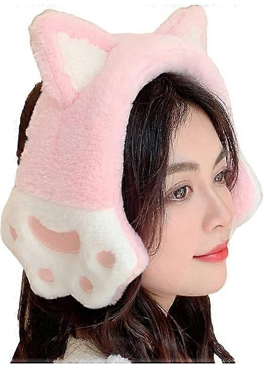 Caciuli pentru femei, caciuli cu urechi de pisica, roz, set de caciuli pufoase pentru adolescenti