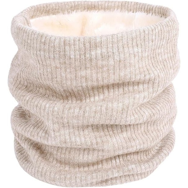 Fulare sport unisex, fleece, calduros, elastic, bej