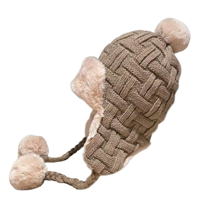 Caciula de iarna unisex, calduroasa, cu urechi, set, multicolor, dimensiune universala