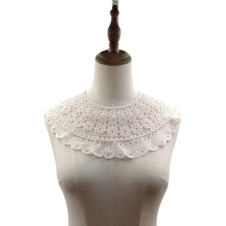Guler detasabil pentru femei, design clasic, material de calitate, culoare alba, dimensiune universala