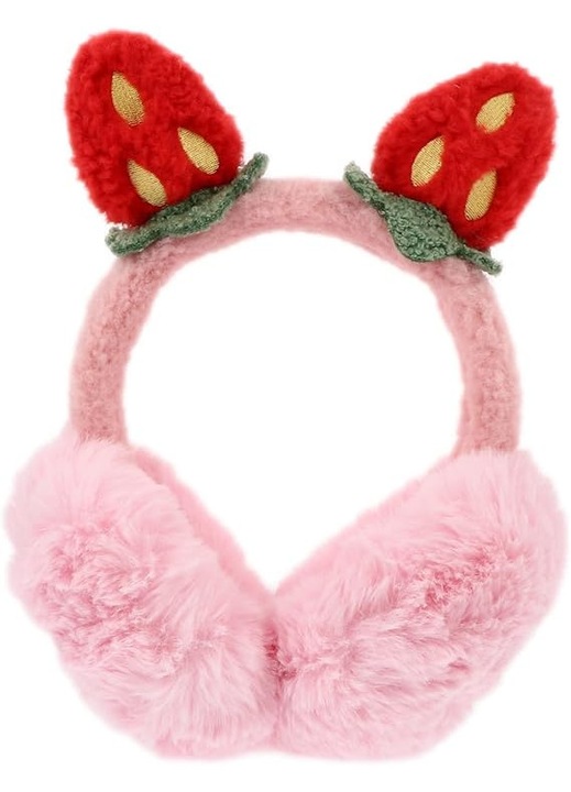 Caciuli pentru femei, forma capsuna, material pufos, calduroase, set de iarna