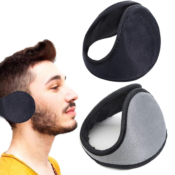 Set 2 bucati casti de urechi din fleece, unisex, calduroase si pliabile