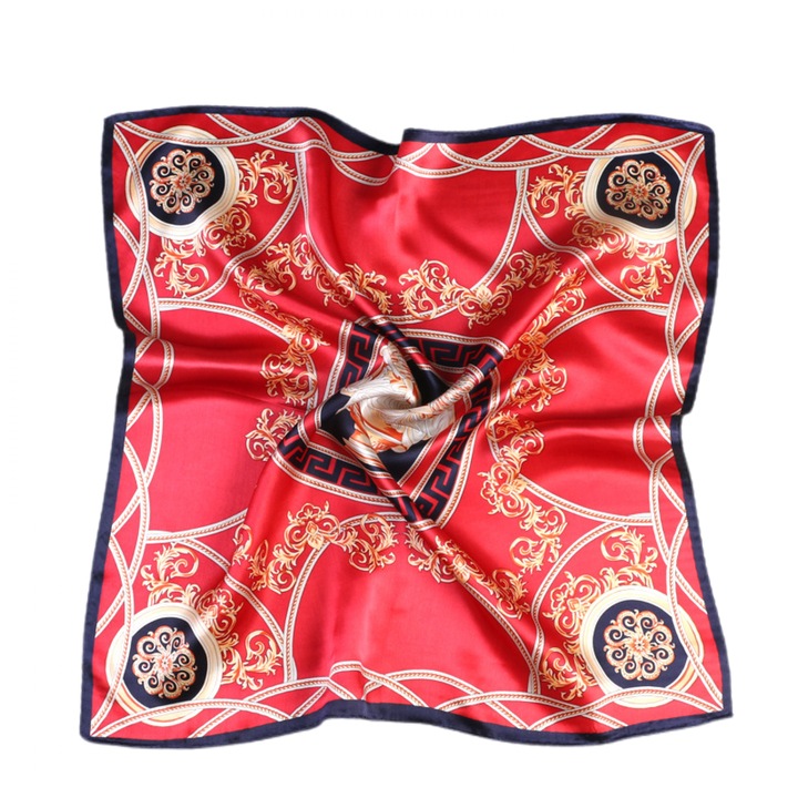 Esarfa patrata, 53x53cm, poliester satin, pentru toate ocaziile, cadou elegant