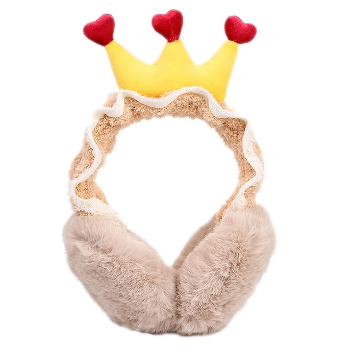 Bolyhos téli fülvédő, összecsukható kialakítás, bézs színű