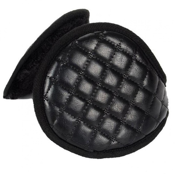 Unisex téli fülvédő, bőr, fekete