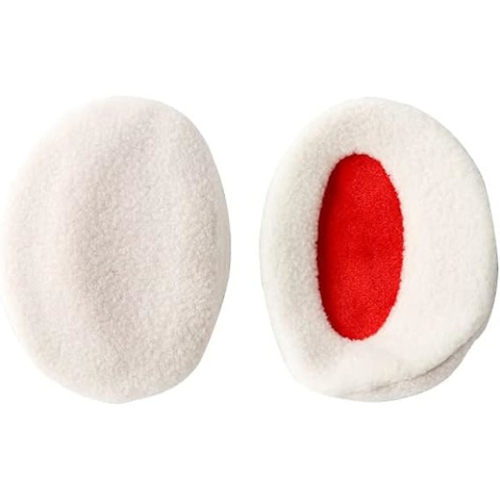 Téli fülmelegítő, pánt nélküli, fehér/piros