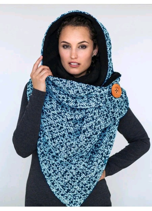 Háromszögletű sál, kék és fehér, flanel, 150x60cm, minden évszakra