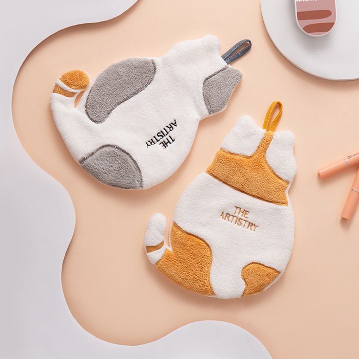 Кърпа с котешки модел, корал кадифе, 210x300 мм, висока абсорбция на вода, бързо съхнене