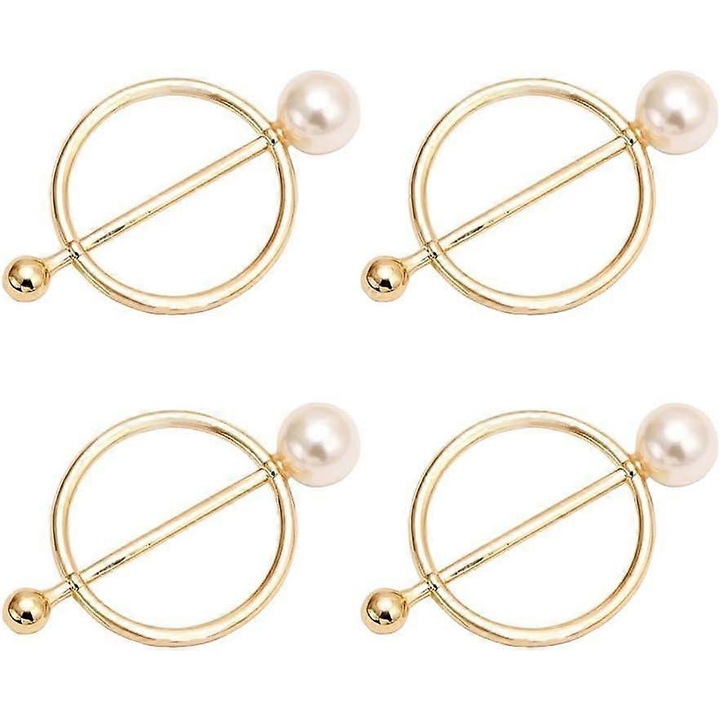 Set 6 cleme rotunde pentru esarfe, 25x45mm, Auriu