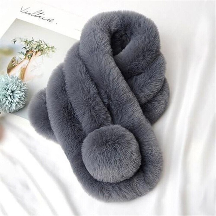 Esarfa din blana sintetica pentru femei, 14x70cm, multicolor, set de 1 buc.