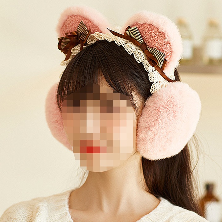 Női téli fülvédő, rózsaszín, egy méret