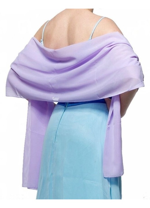 Esarfa dama, solida, chiffon, violet, 200x48cm, pentru rochie de seara, nunta, evenimente formale
