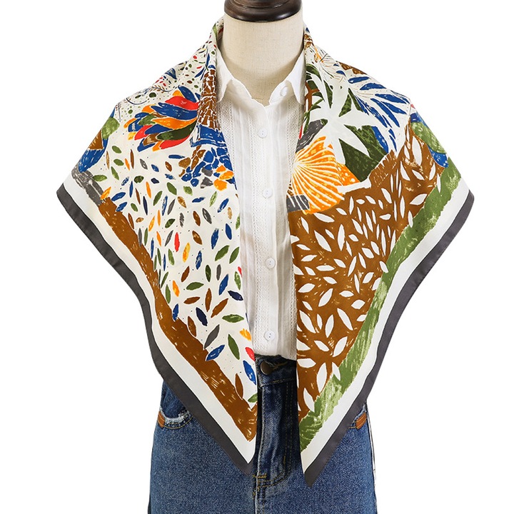 Esarfa patrata pentru dama, 35x35 inch, Multicolor