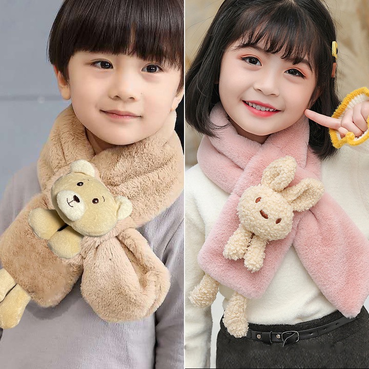 Set esarfe copii, 80cm, material pufos, multicolor