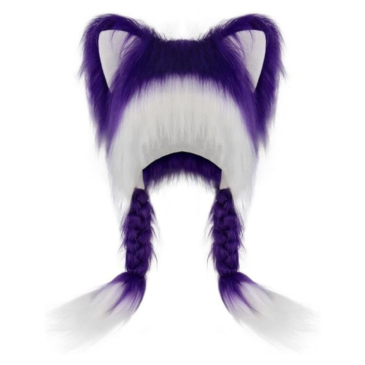 Téli műszőrme sapka macskafülekkel, meleg kiegészítő, többszínű