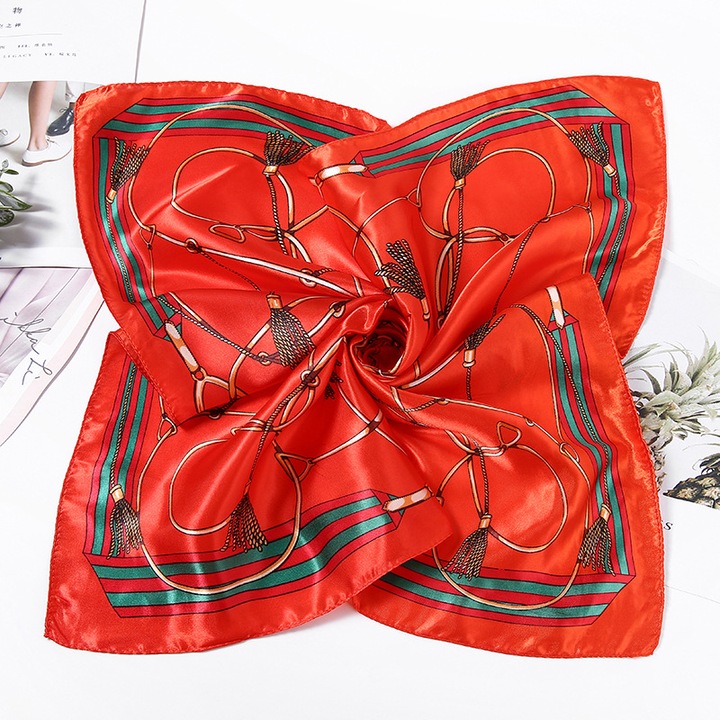 Esarfa satinata pentru femei, 50x50cm, multicolor, accesoriu elegant