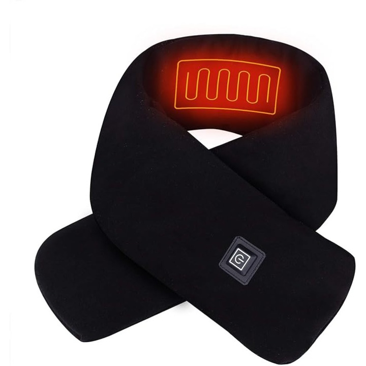 Fular electric incalzit, 90x10cm, 3 niveluri de temperatura, cu buzunare, unisex, pentru iarna, interior si exterior