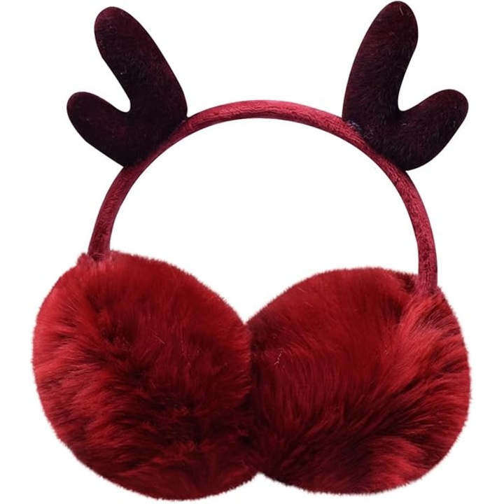 Női téli sapkák, plüss meleg fülek, rénszarvas agancs design, állítható, uniszex