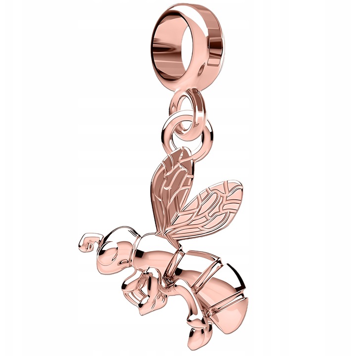 Zawieszka din argint 925 cu motiv de albina, roz aur, set complet cu cutie de bijuterii, 1.45-1.90g