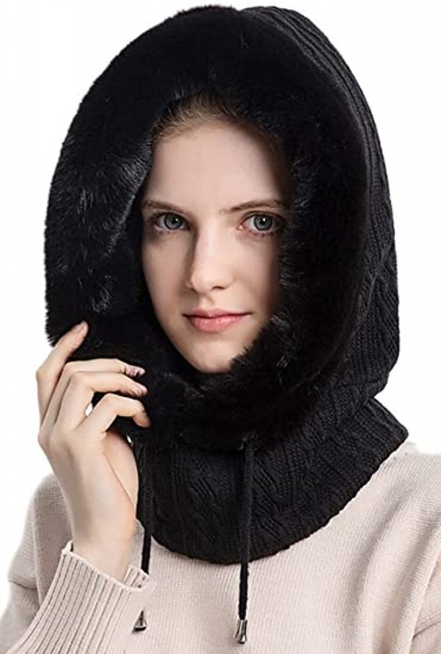 Set caciula si fular din fleece pentru femei, captuseala moale, culoare solida, dimensiune unica