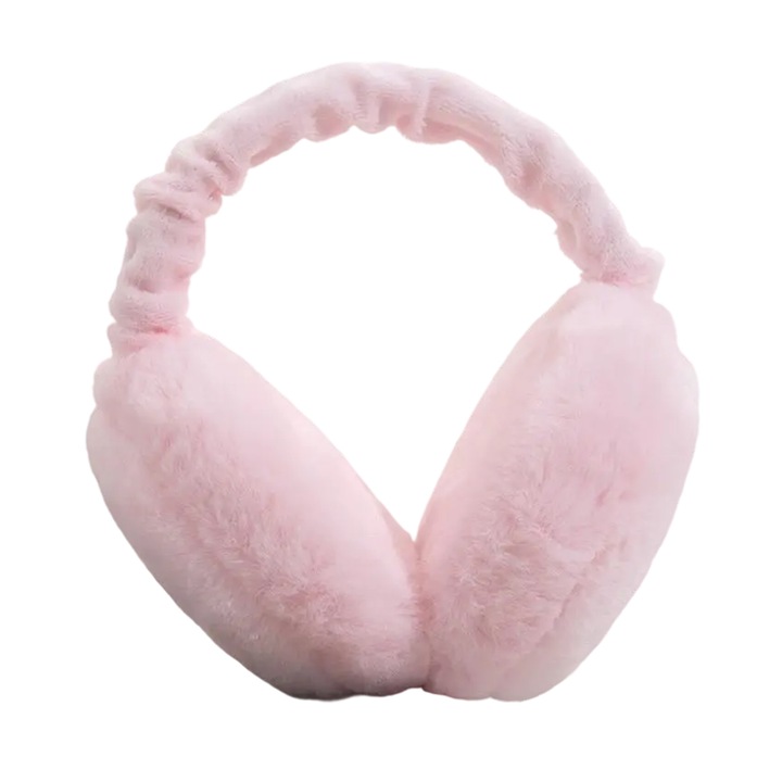 Unisex, összecsukható, plüss téli fülvédő, rózsaszín, egy méret