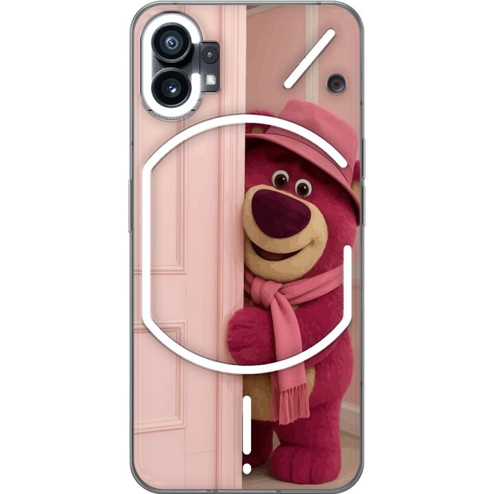 Husa transparenta pentru telefon, design ursulet roz cu palarie si esarfa, culori pastelate, pentru Phone (1)