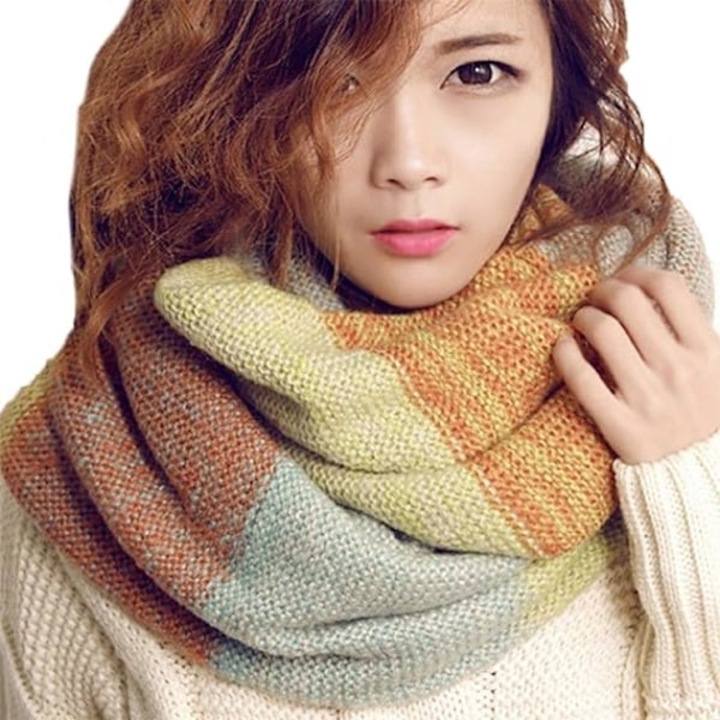 Esarfa tricotata pentru femei, multicolor, calduroasa, model infinity