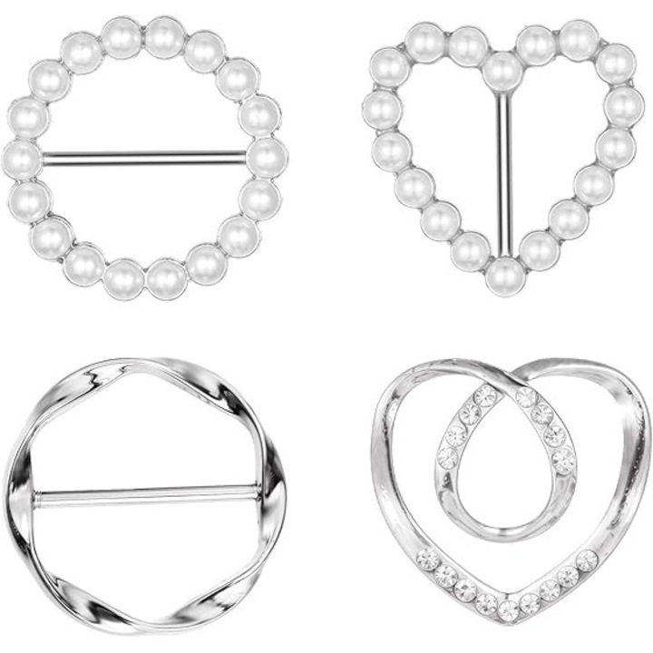 4 darab sálcsipesz készlet, különböző minták, fém, könnyen használható