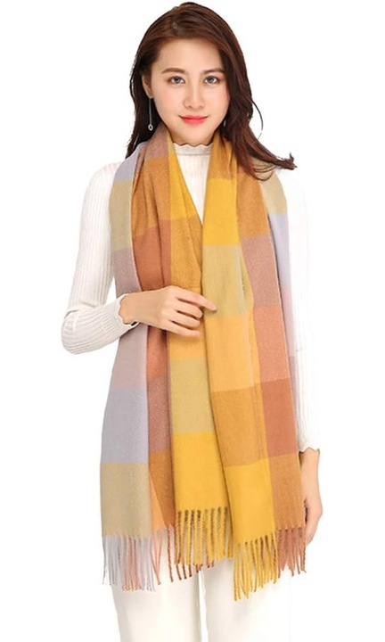 Sal din lana de casmir pentru femei, design elegant, 79x198cm, calduros, multicolor