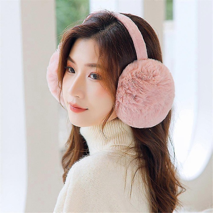 Caciuli dama, Earmuffs, fleece moale, culoare bej, pliabile