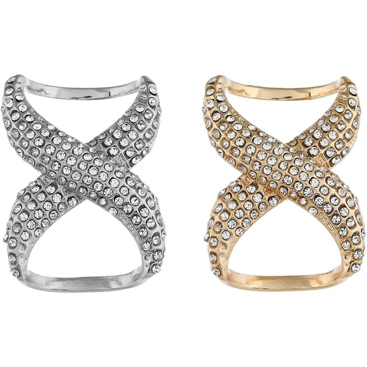 2 db sálcsipesz készlet, minimalista design, arany/ezüst, 4x3cm