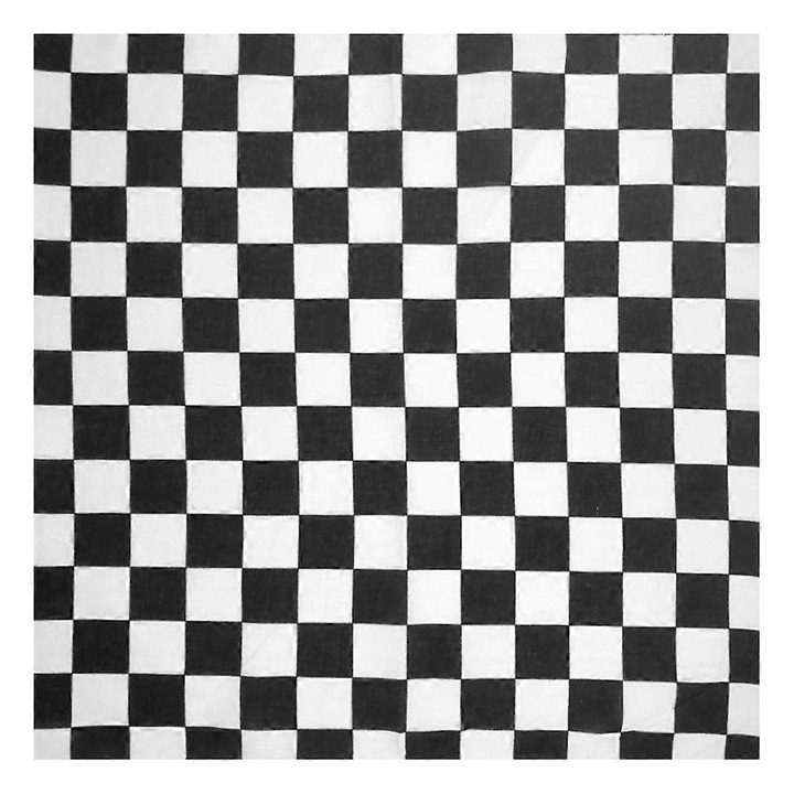 Bandana multifunctionala, patrat, cu model carouri, alb/negru, 55x55cm