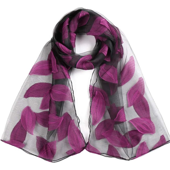 Esarfa dama, florala, violet, 100x200cm