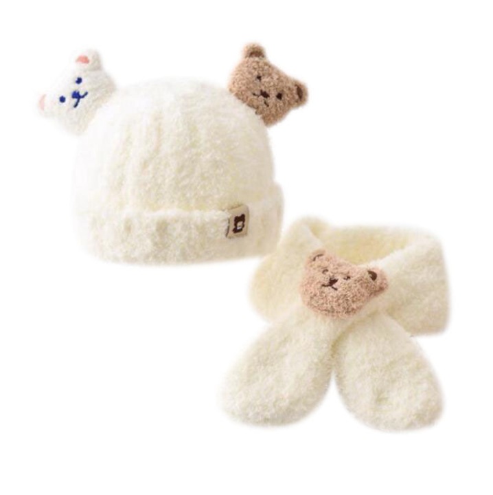 Set 2 piese caciula si fular pentru copii, 3 luni - 3 ani, multicolor