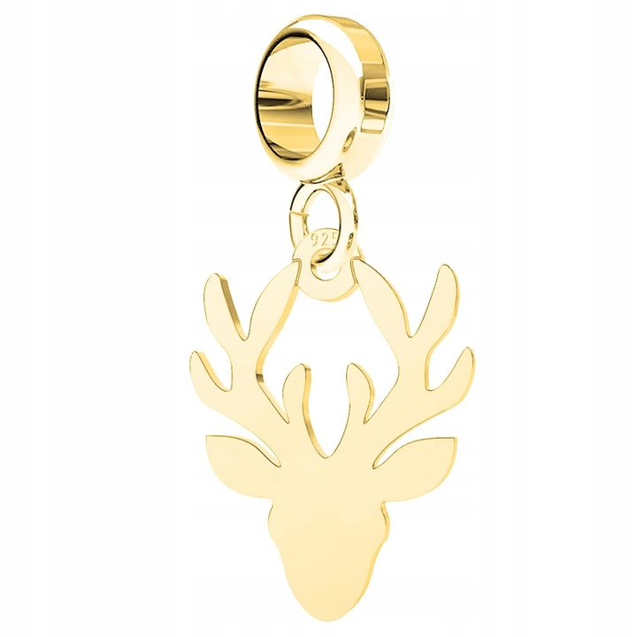 Pandantiv cerb, argint 925, placat cu aur 585, 25x15mm