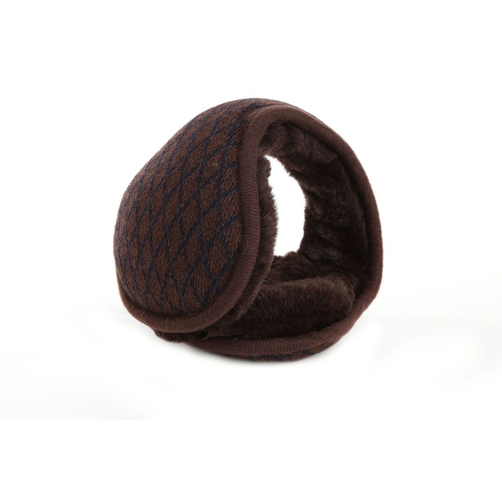 Uniszex kasmír kötött sapkák, téli sapkák műszőrmével, barna, egy méret