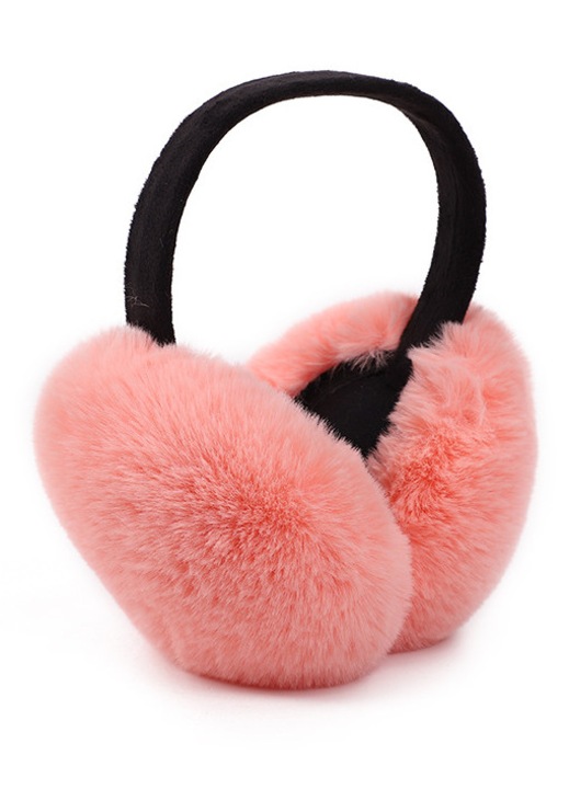 Női téli fülvédő, fekete/rózsaszín