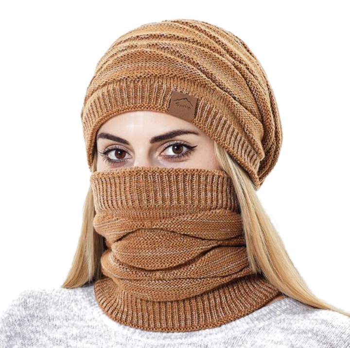 Set de iarna caciula si fular, material termic, unisex, dimensiune unica